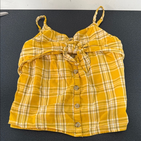Abercrombie Kids Mustard Plaid Button-Up Tank - Picture 1 of 2
